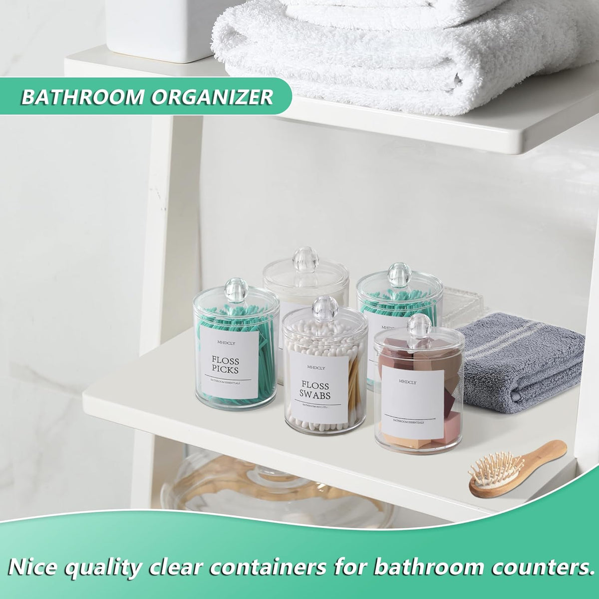 Clear Bathroom Storage Jar Set